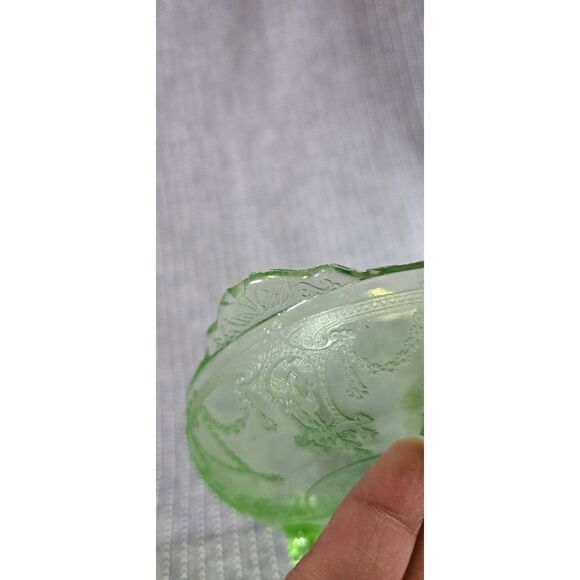 Green Depression Glass Divided Relish Dish Cameo/Ballerina line - Picture 7 of 10